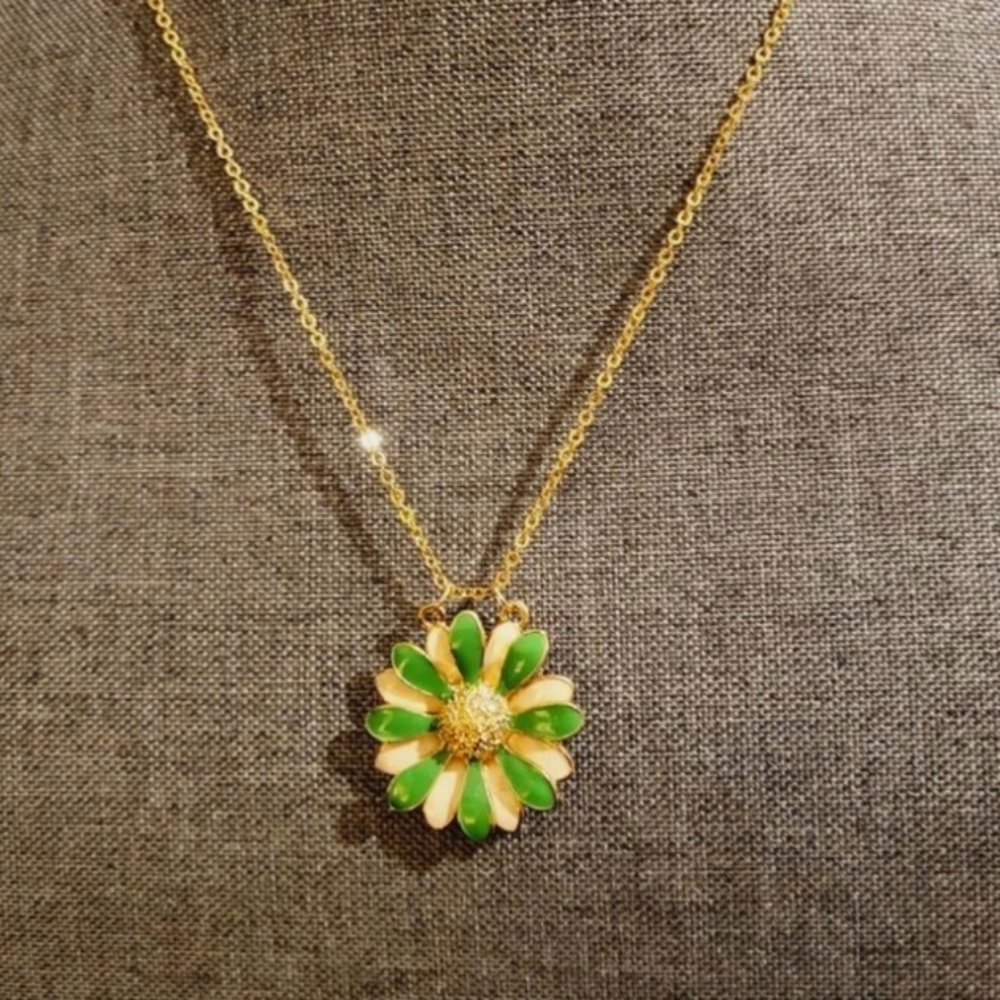 14k-Gold Plated 925 Sterling Silver Flower Petal Pendant Statement Necklace